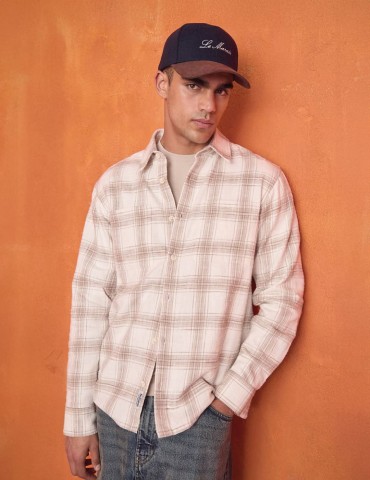 Camisa a cuadros con textura de manga larga eday